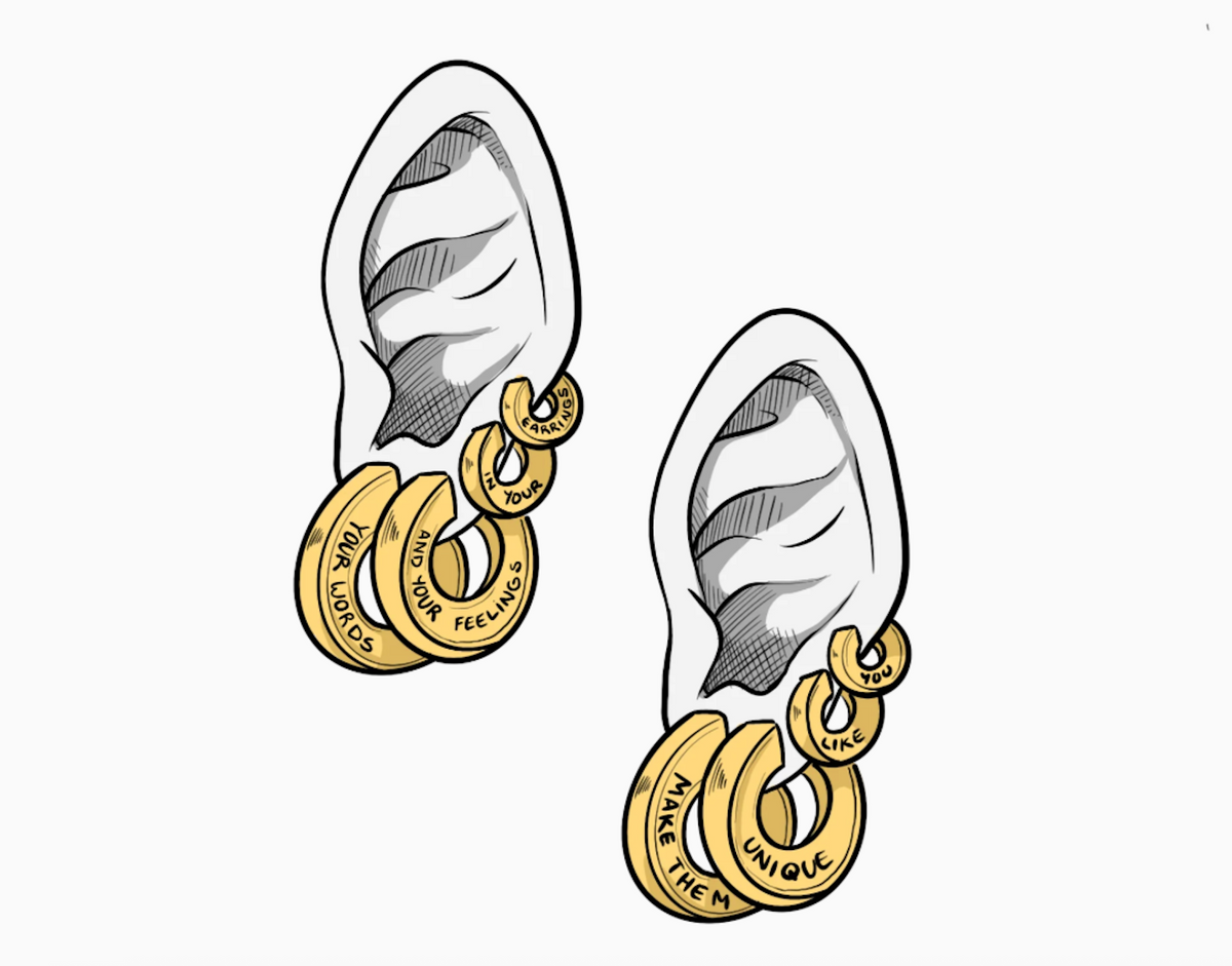 Stylish earrings showcasing the personalized jewelry trend 2025 with unique messages engraved.