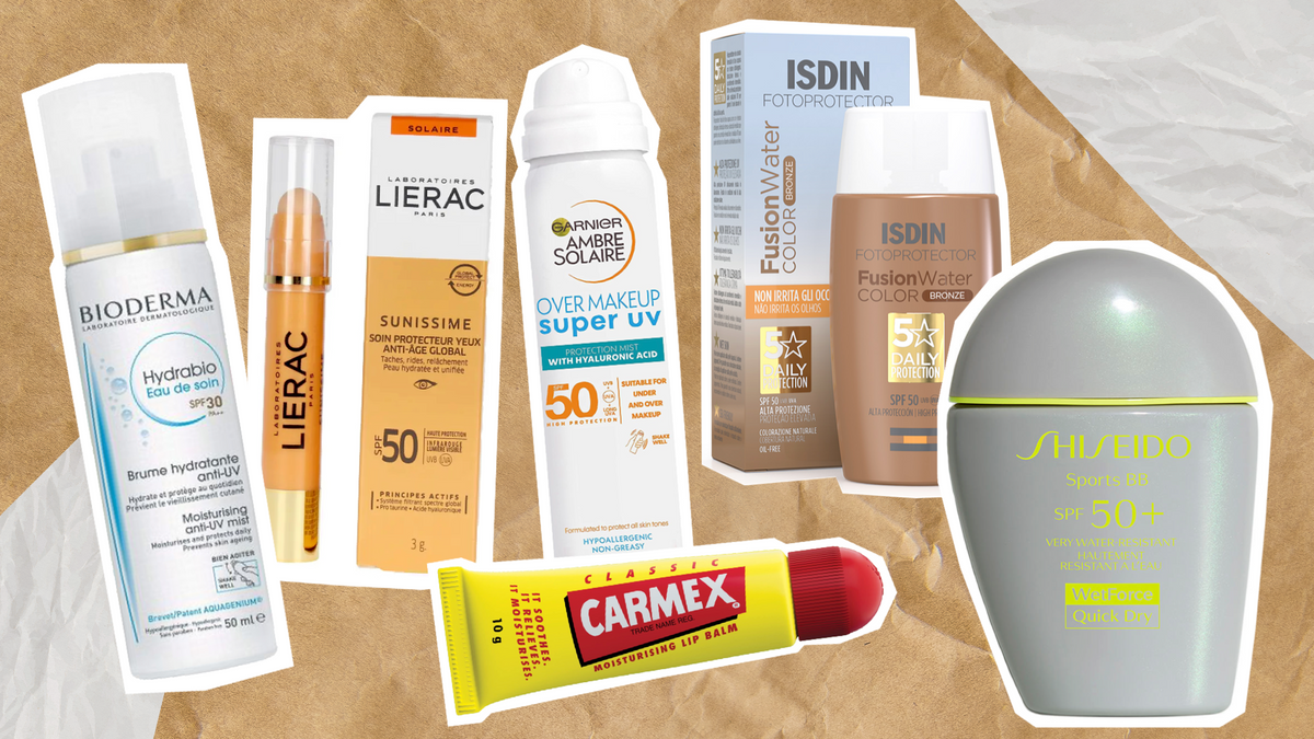 Selection of SPF sunscreens and makeup products for spf makeup sunscreen tips.