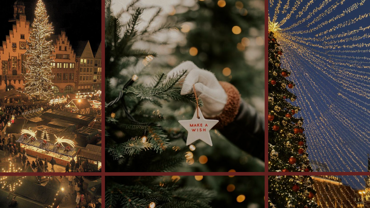 Festive scene capturing the true meaning of Christmas with lights, trees, and holiday atmosphere.
