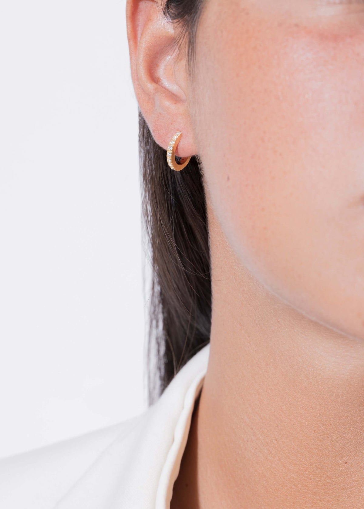 amina white huggies Earrings