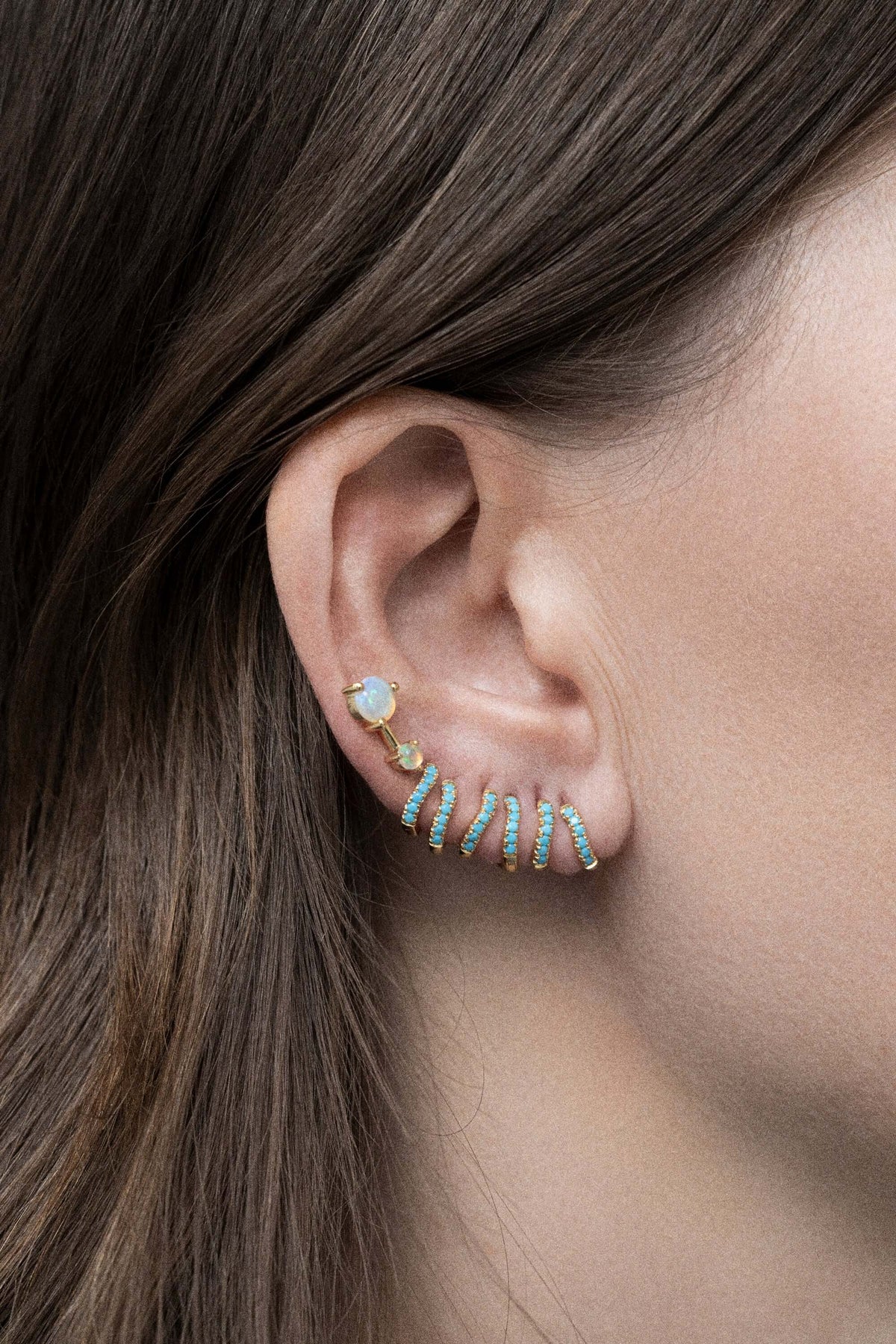 Cate 5 mm hoop 18k turquoise Earrings