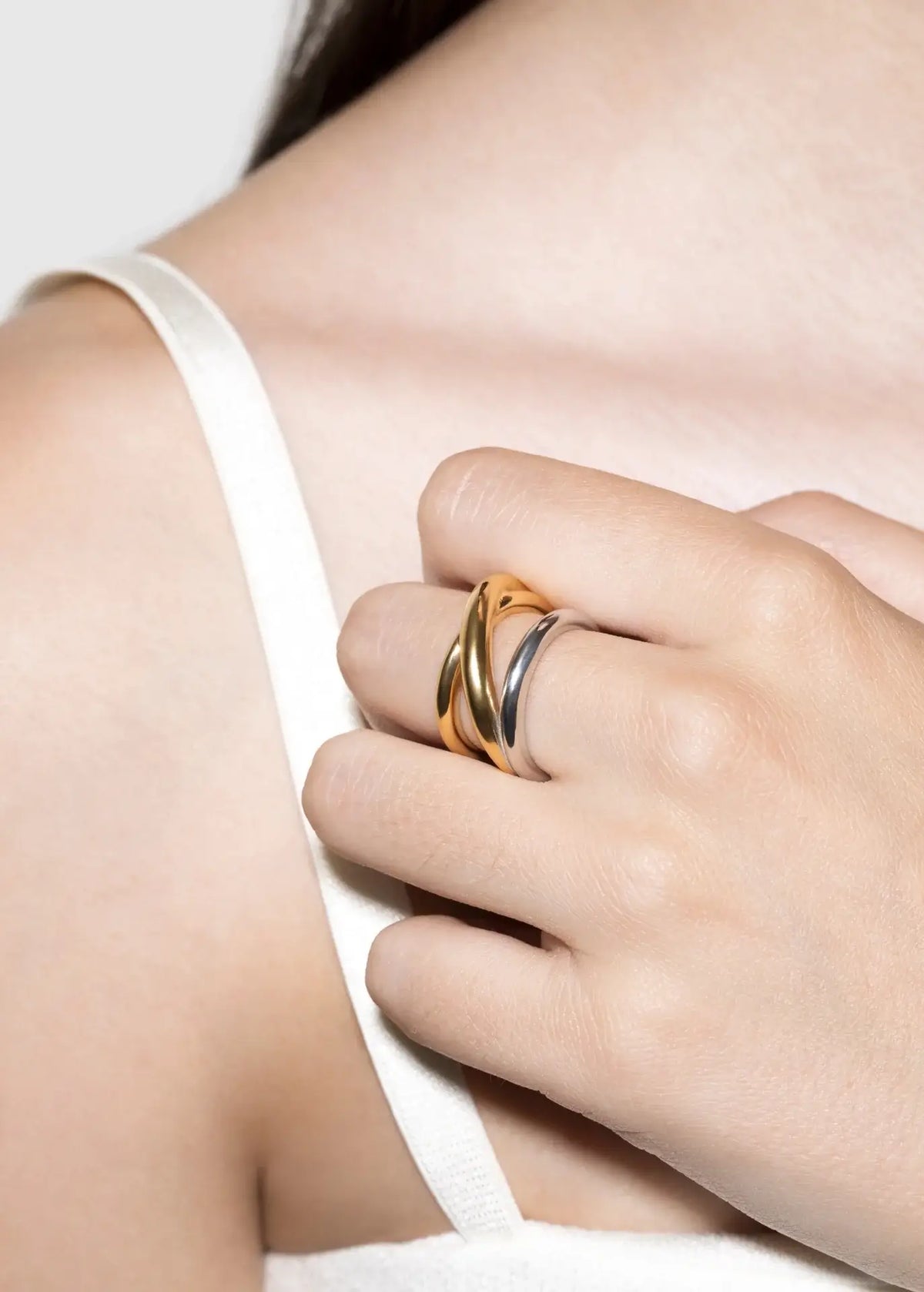 Zara Sculptural Two-Tone Ring Rings