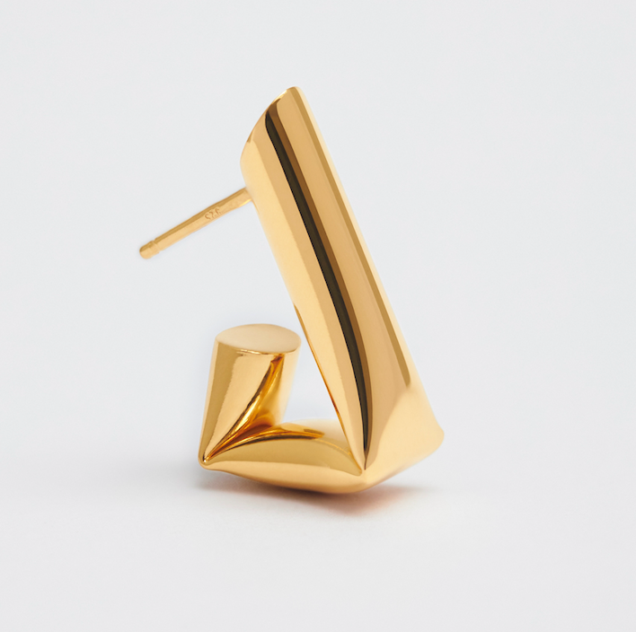 Gifted jewelry collection featuring a stylish gold earring with unique geometric design and polished finish.