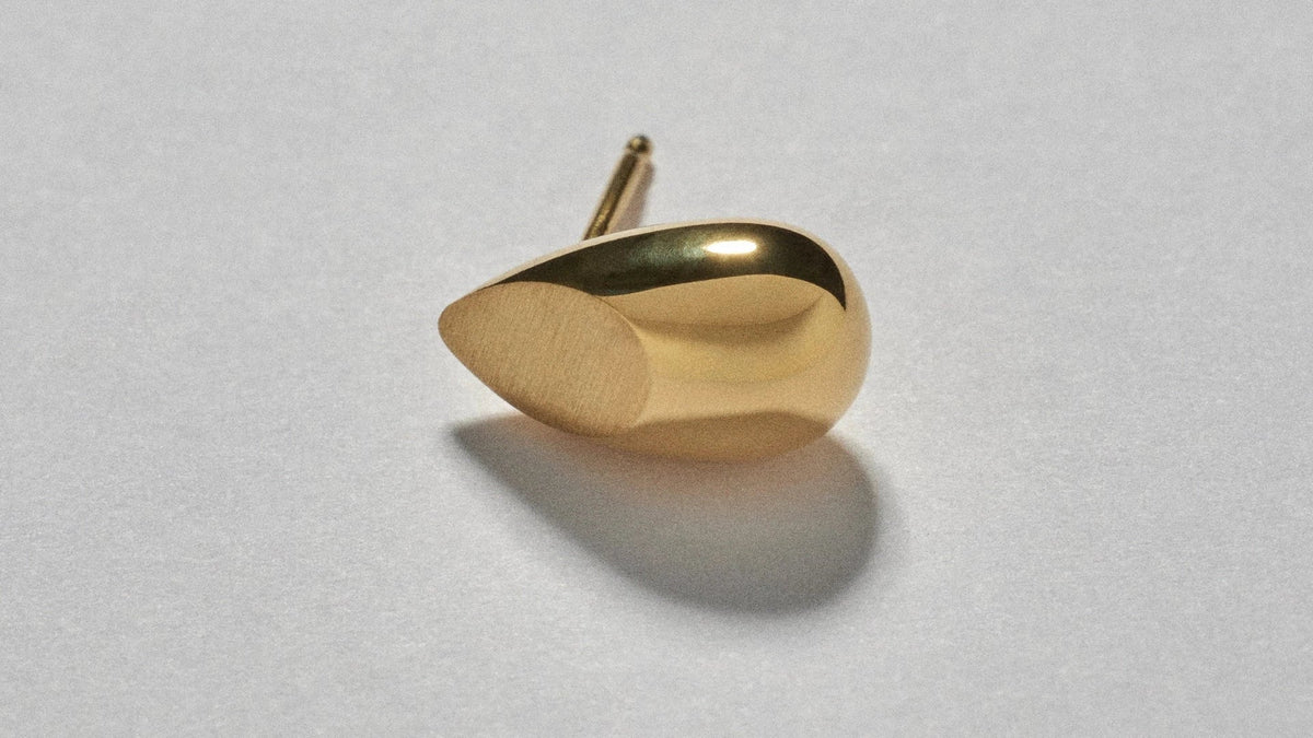 Handmade sterling silver gold jewelry featuring a sleek gold earring design.