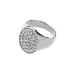 Silver ring with gemstones on a white background