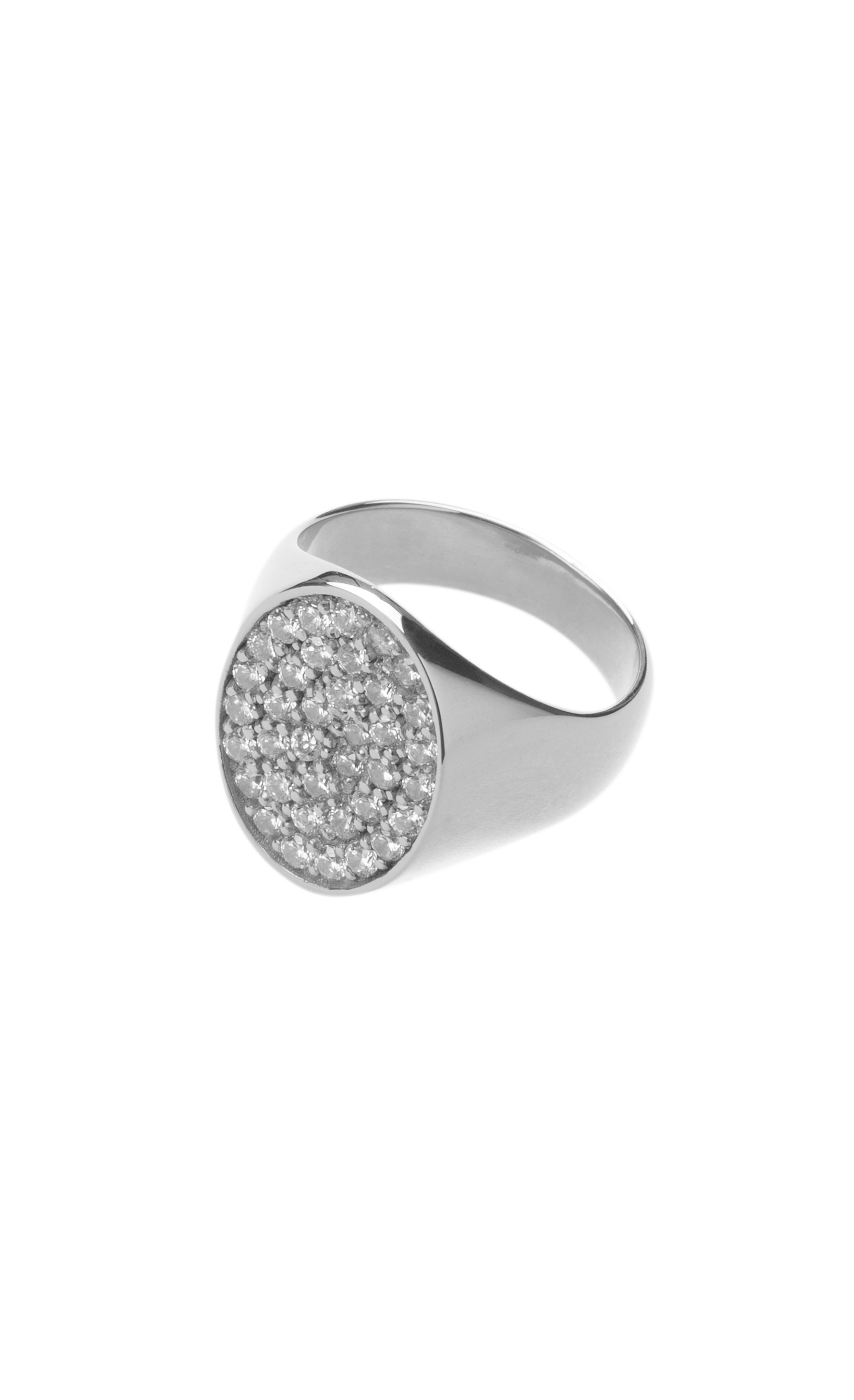 Silver ring with gemstones on a white background
