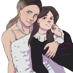 illustration wearing maxi jodie earrings and jodie huggies in gold