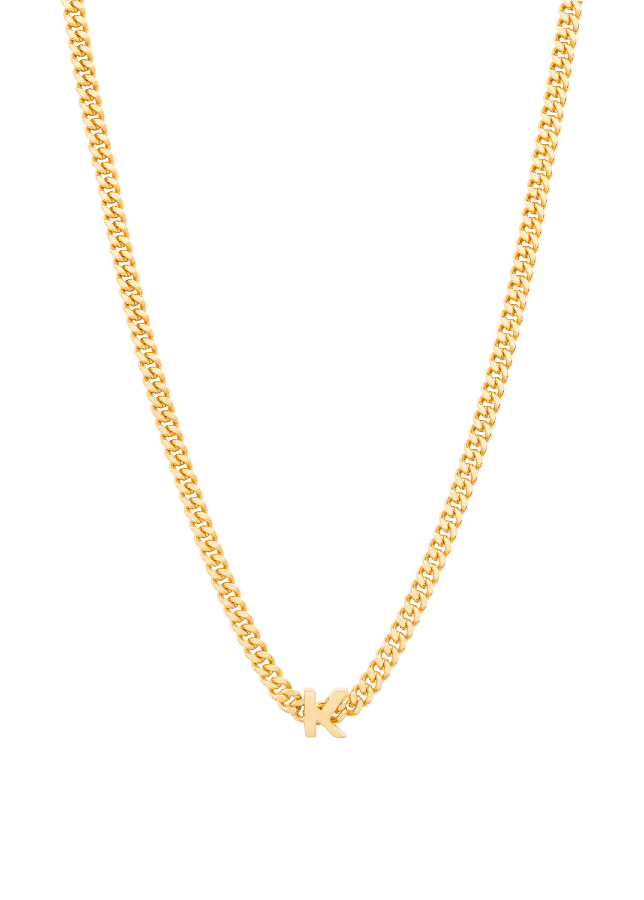 alphabet necklace with pendant K in gold