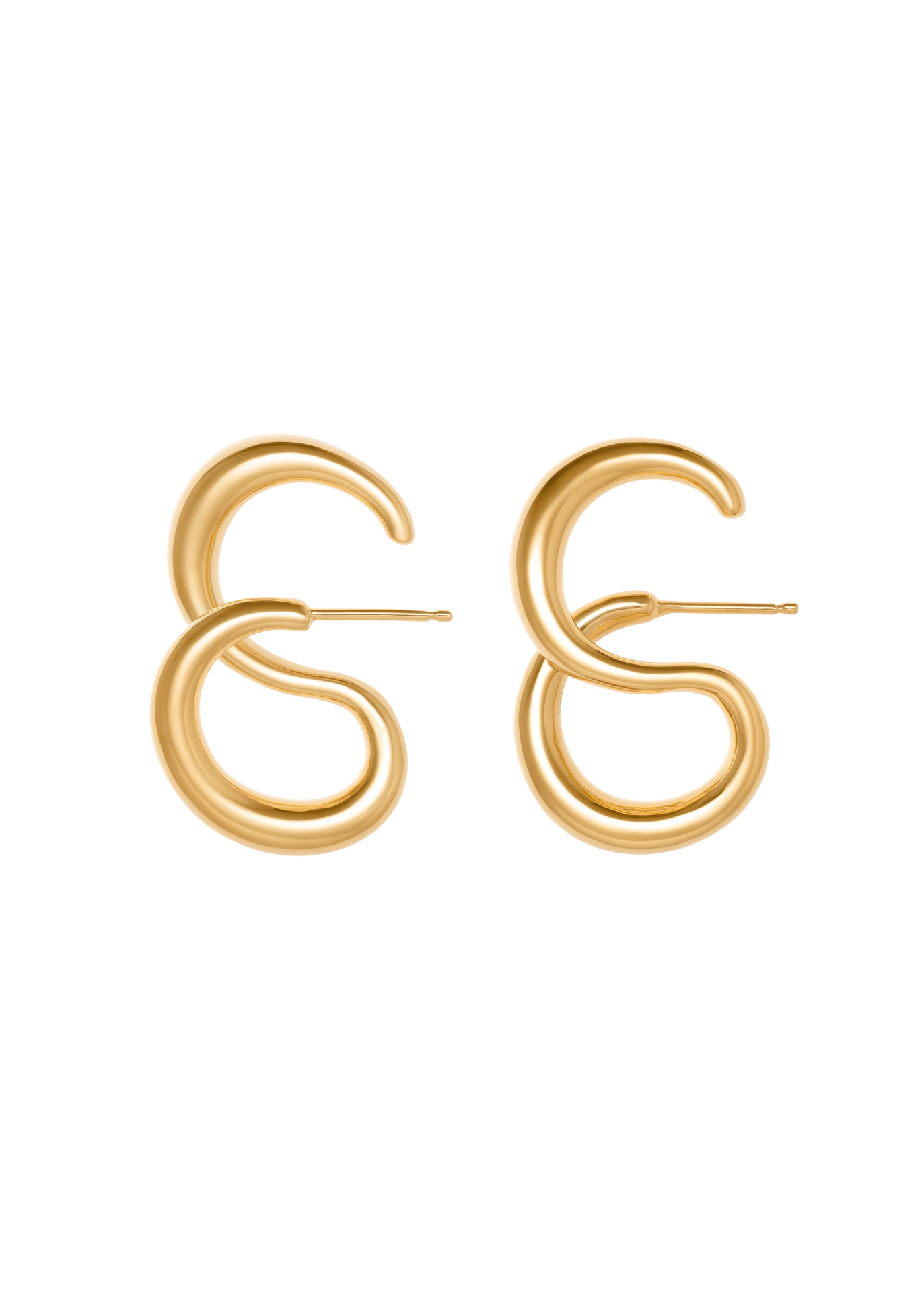 Gold hoop earrings on a white background