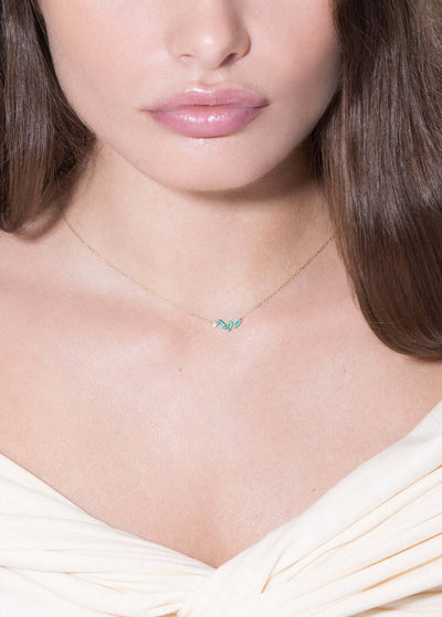 Emerald and diamond 18k necklace Necklaces
