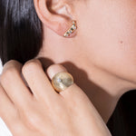 pinky diamond ring 18k and unending diamond earrings 18k