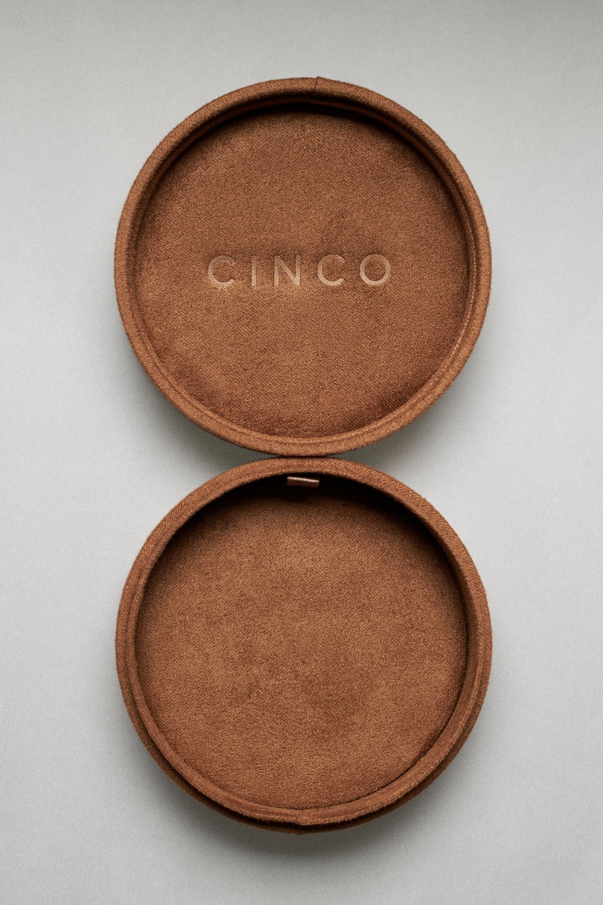 Medium Velvet Jewelry Box in rich brown velvet with elegant CINO logo.